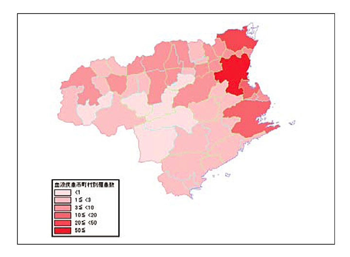 図1　市町村別推定罹患者
