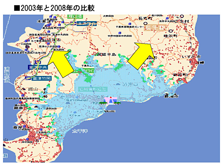 図3．2003年と2008年の比較 – 50%範囲