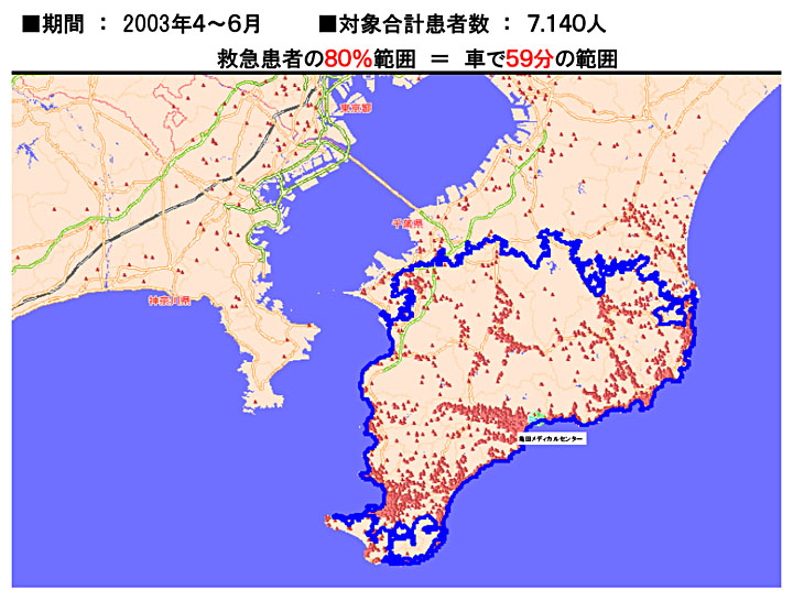 図4．2003年4-6月の患者分布80％範囲