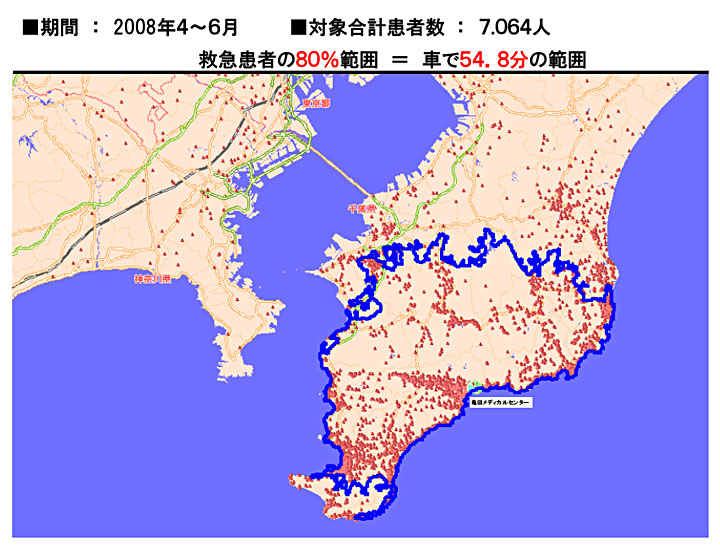 図5．2008年4-6月の患者分布80％範囲